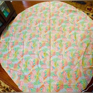 88” round vintage spring or summer colorful tablecloth